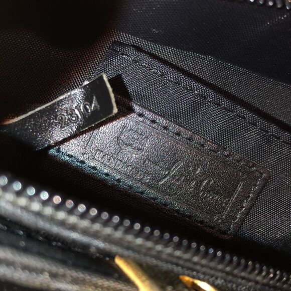 M MCM Black & Gold Monogram Shoulder Bag with Top Zipper Closure German - Picture 15 of 17